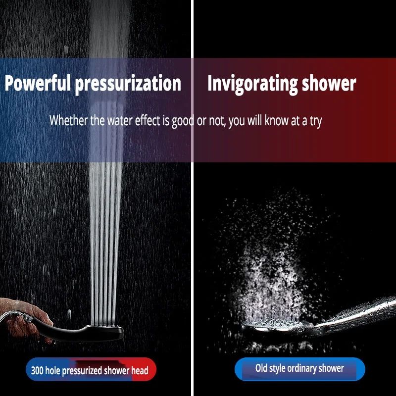 300-Hole High Pressure Handheld Shower Head with Hose
