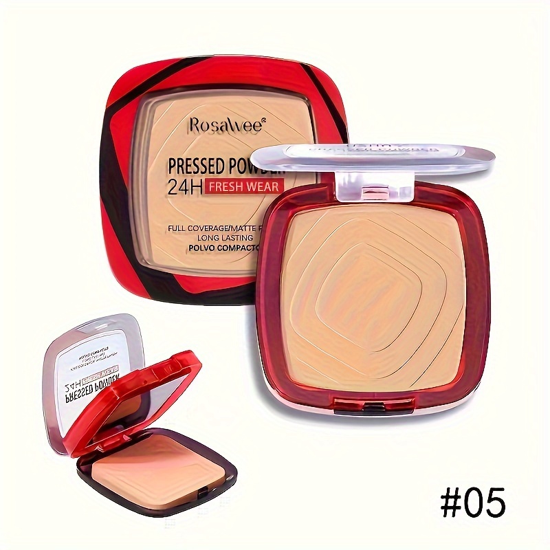 Matte Full Coverage Pressed Powder Foundation with Puff 24H Fresh Wear, Weightless Finishing Makeup