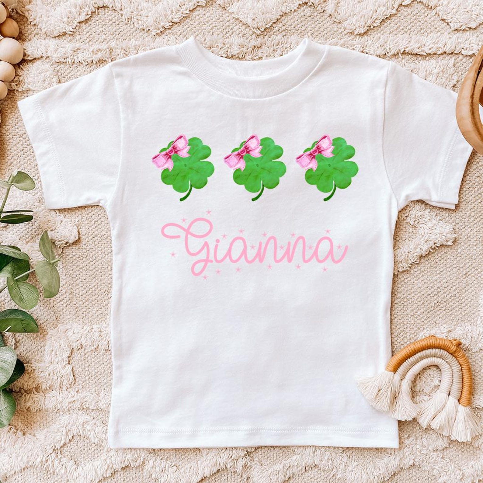 Personalized Girls St. Patricks Day Shirt | Custom Shamrock Toddler Tee Lucky Clover Kids Outfit