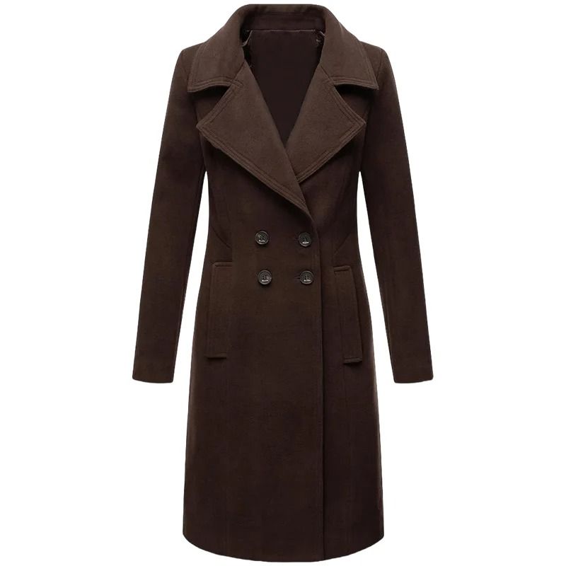 Double-Breasted Winter Wool Blend Lined Coat