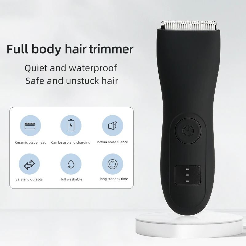 Mens Body Hair Trimmer with Groin and Bikini Shaver Attachment