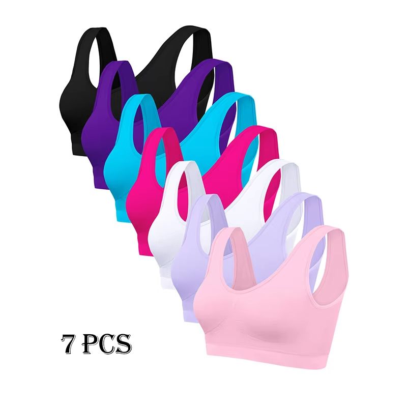 7-Pack Women's Seamless Bras – Lightweight No-Pad Everyday Comfort Bralette with Stretch Fabric