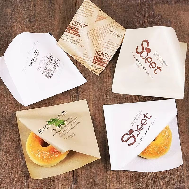 100Pcs Kraft Paper Sandwich Wrap - Disposable Oil-Proof Triangle Food Packing BagS