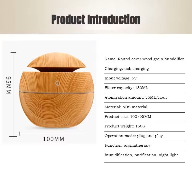 USB Mini Wood Grain Aroma Diffuser and Air Purifier