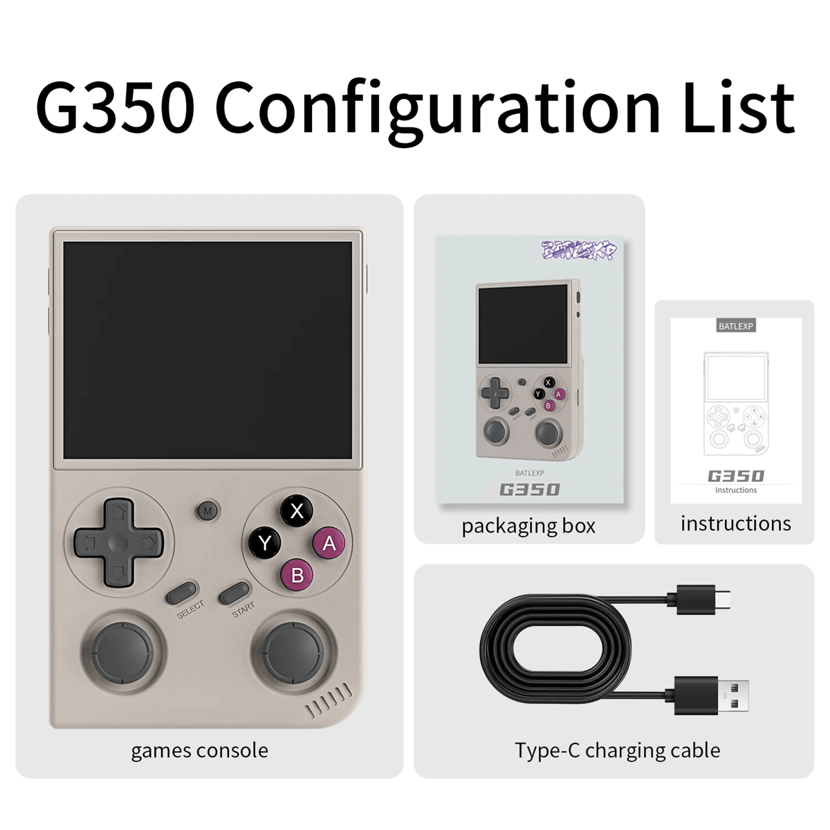 BATLEXP G350 Retro Handheld Game Console with IPS Screen Dual Joystick and Vibration