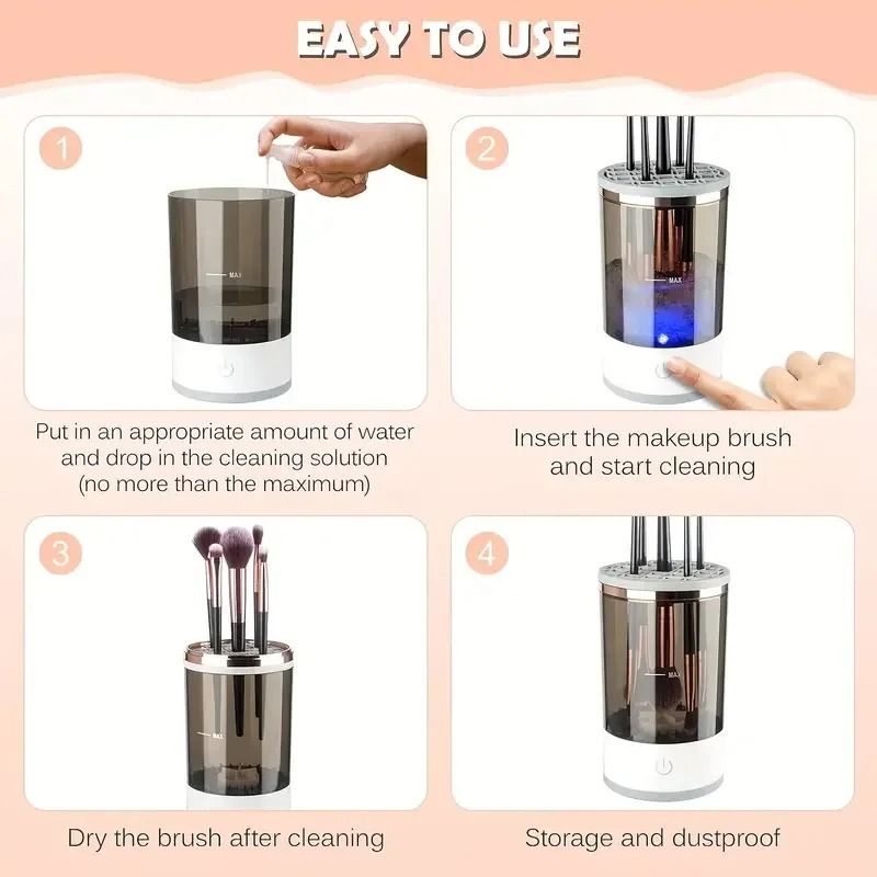 USB Plug Electric Makeup Brush Cleaner with Collars and Rubber Bowl