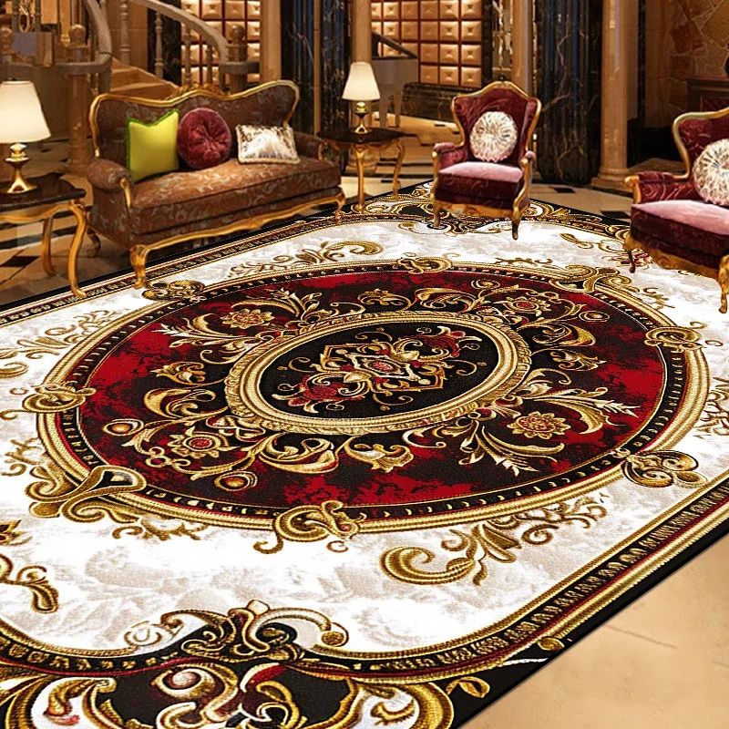 Vintage European Style Area Rug – Non-Slip Large Decorative Living Room Carpet