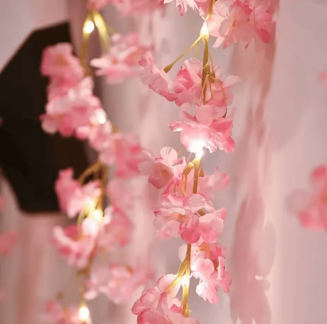 BlossomGlow Cherry Blossom String Lights Fairy Flower Garland