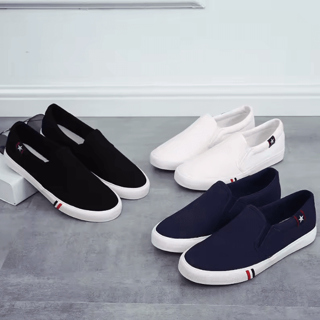 Men Canvas Slip On Casual Loafers Comfortable Walking Non Slip Flats
