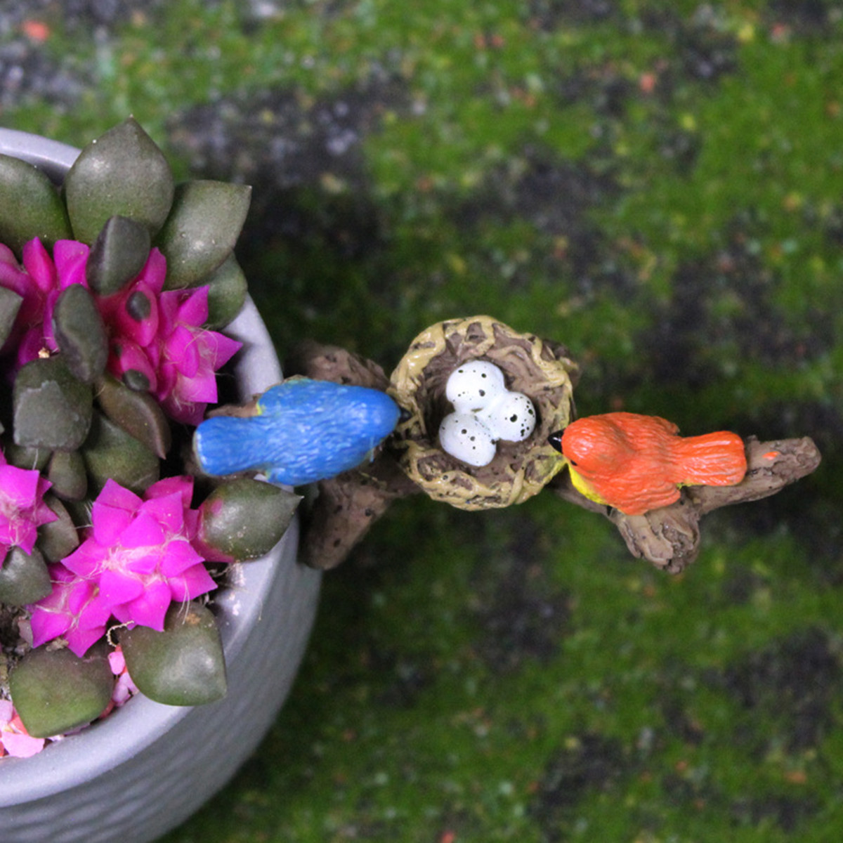 Mini Bird Pendant Succulent Flower Pot, Bonsai Bird's Nest Decoration, Outdoor Micro Landscape Garden, Fish Tank