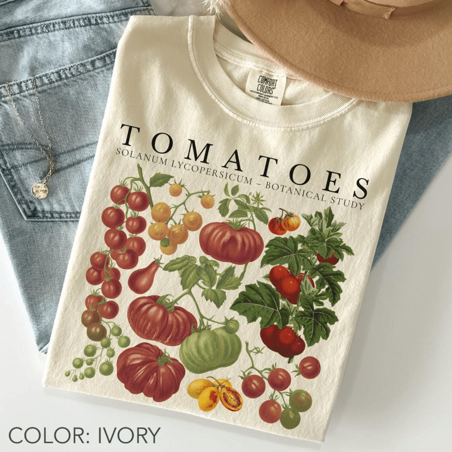 Comfort Colors Tomato Shirt Fruit Botanical Tee Cottagecore Vegetable Garden Shirt