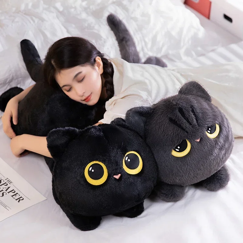 Cuddly Black Cat Plush Toy Doll, Cute Big Pillow Cushion for Boys, Girls, Birthday Gifts