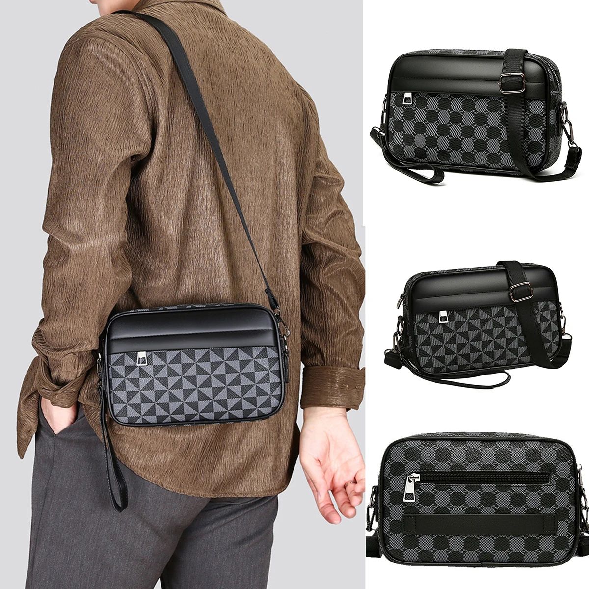 PU Leather Mens Waist Crossbody Bag