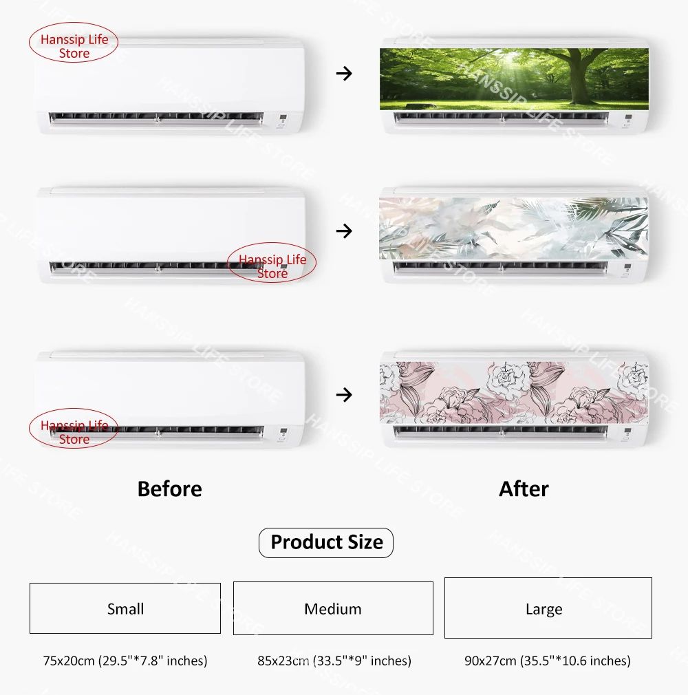 Modern 3D Geometric Air Conditioner Panel Sticker