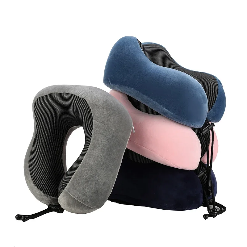 U Shaped Memory Foam Neck Pillow Soft Travel Pillow with Massage Function for Neck Relief & Comfortable Sleep