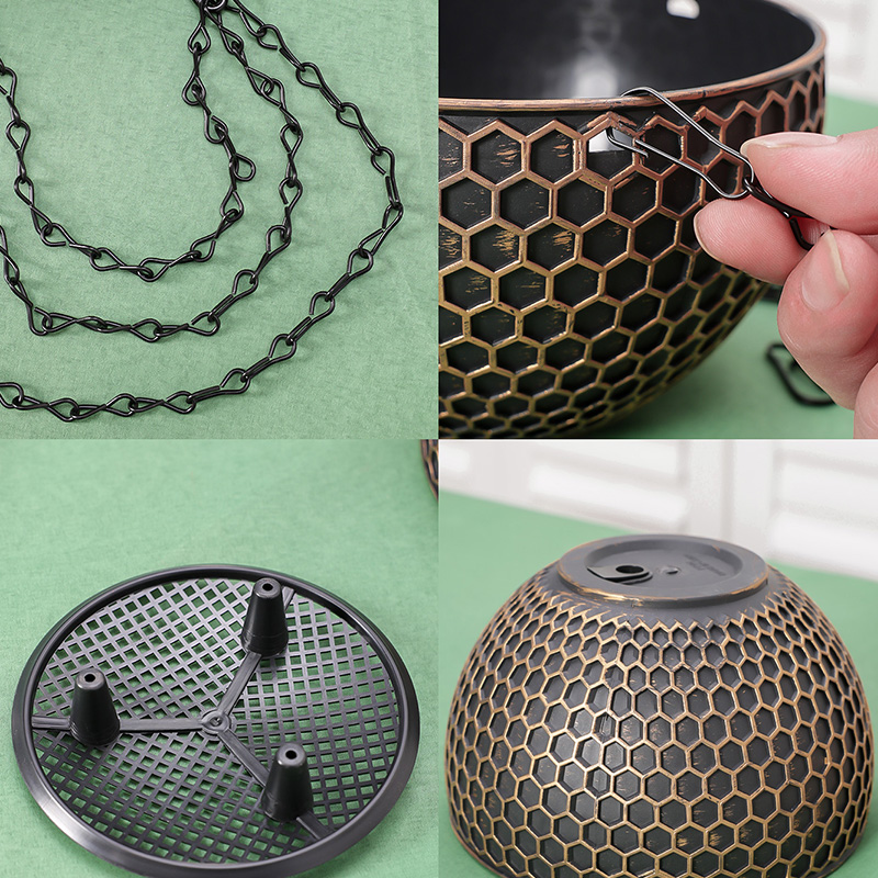 Imitation Rattan Woven Hanging Basket Flower Pot with Chain Home Garden Plant Holder