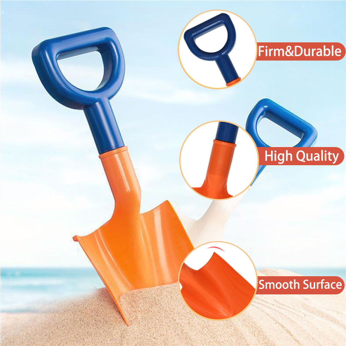 Childrens Beach Toy Set with Shovel Folding Bucket and Sand Pointed Toy Perfect for Water/Snow Play