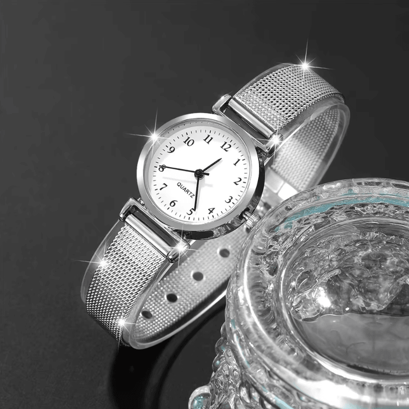Womens Bracelet Watch Set Quartz Simple Dial Casual Dress Watch and Jewelry Set