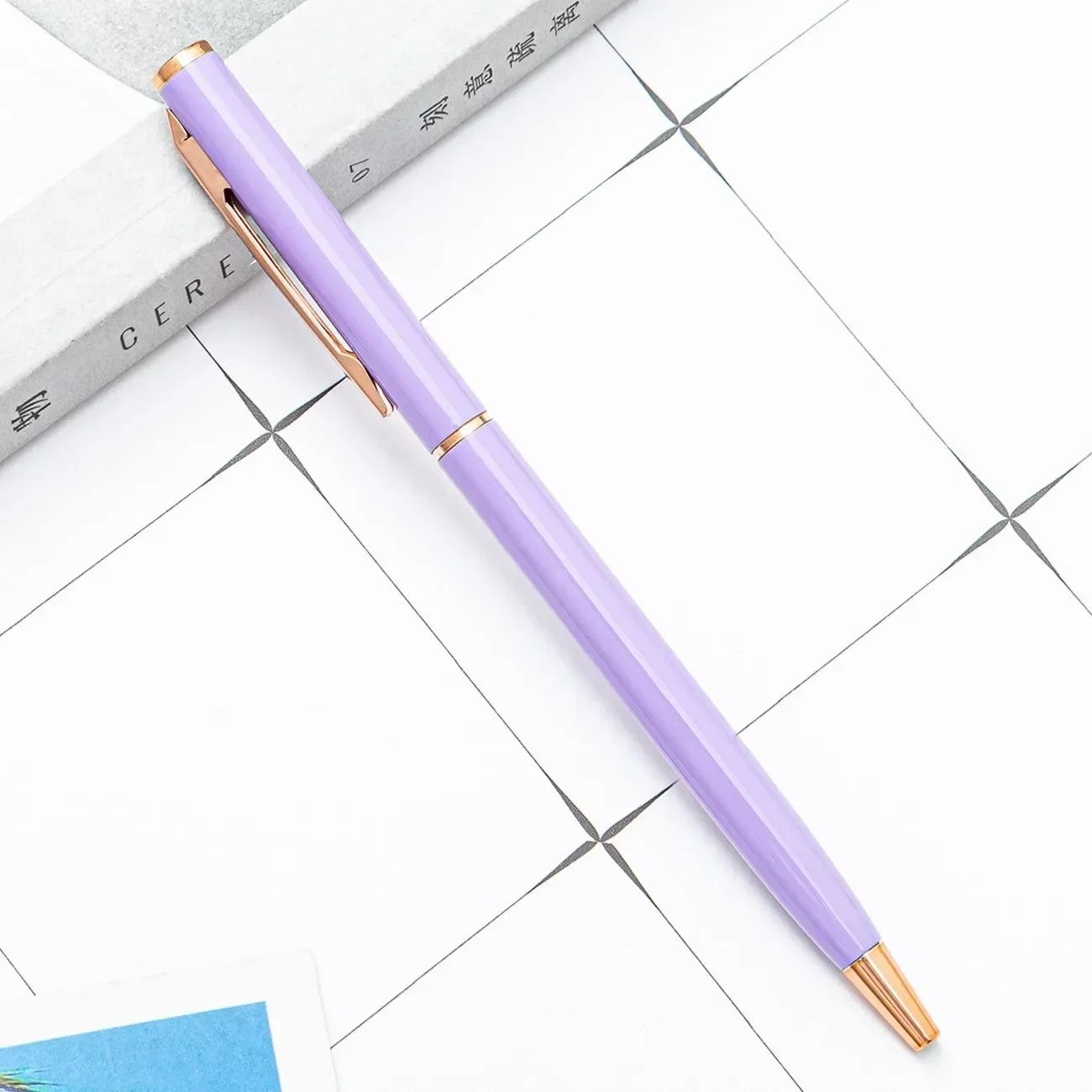 Rose Gold Custom Engraved Ballpoint Pens Slim Metal Personalized Logo Pens Bulk Set