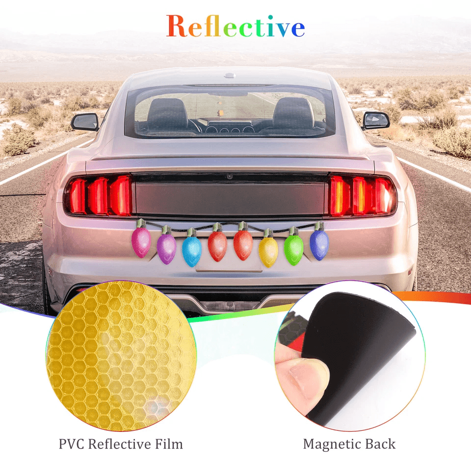 Reflective Light Bulb Stickers for Christmas Car, Fridge & Home Decor Magnets