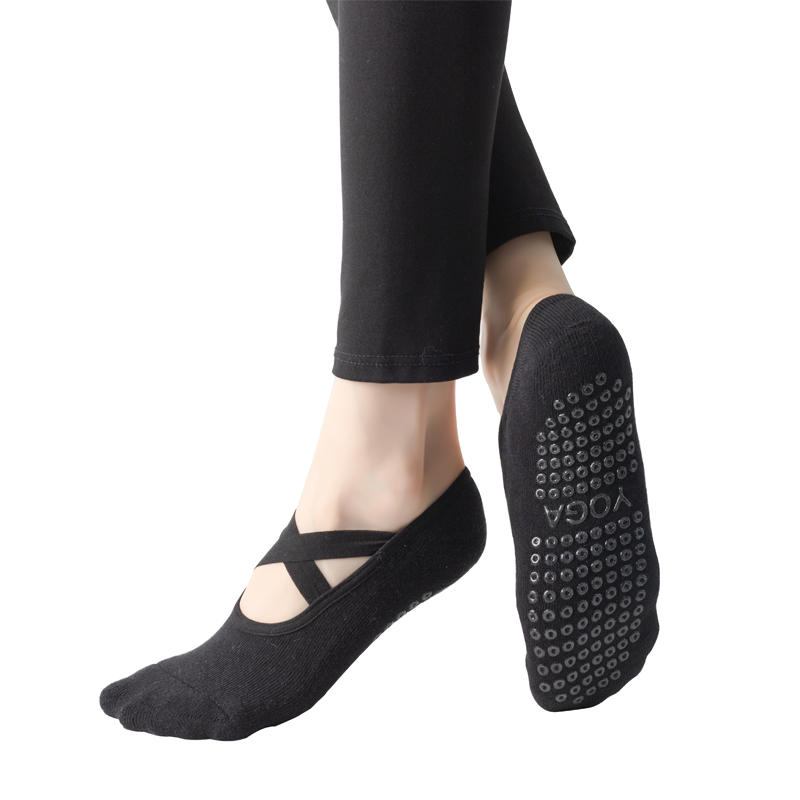 Ladies Breathable Cotton Yoga Socks with Non-Slip Silicone Bandage Pilates Ballet Dance Socks for Fitness and Workout