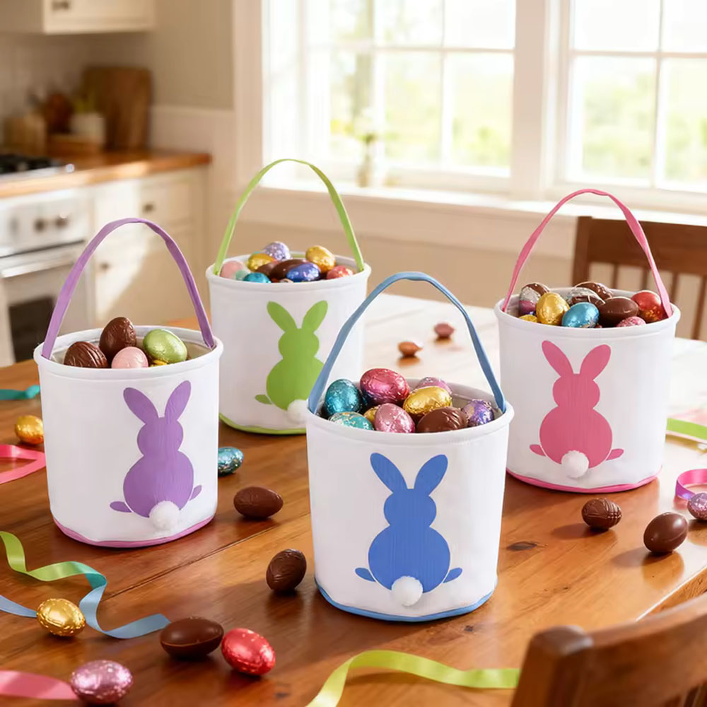 Baby Easter Bunny Basket Bag – Cute Canvas Toy Handbag for Kids, Festival & Party Tote Decoration