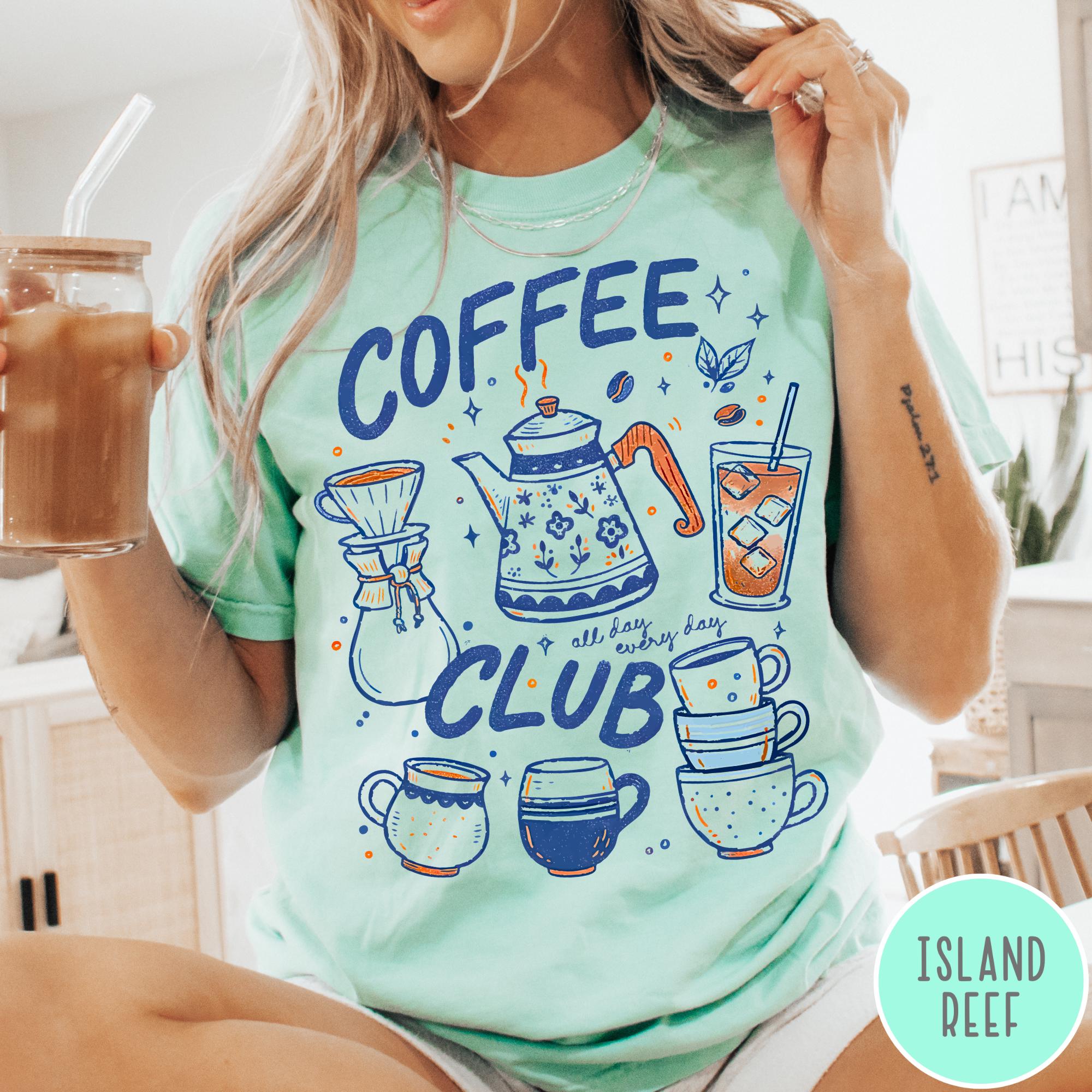 Vintage Coffee Club Comfort Colors T-Shirt, Retro Coffee sweatshirt, Trendy Iced Coffee Tee, Thrifted Preppy Espress