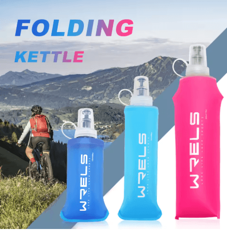 WRELS Soft Water Bottle Flask BPA Free Folding Hydration Bag for Running Cycling and Camping