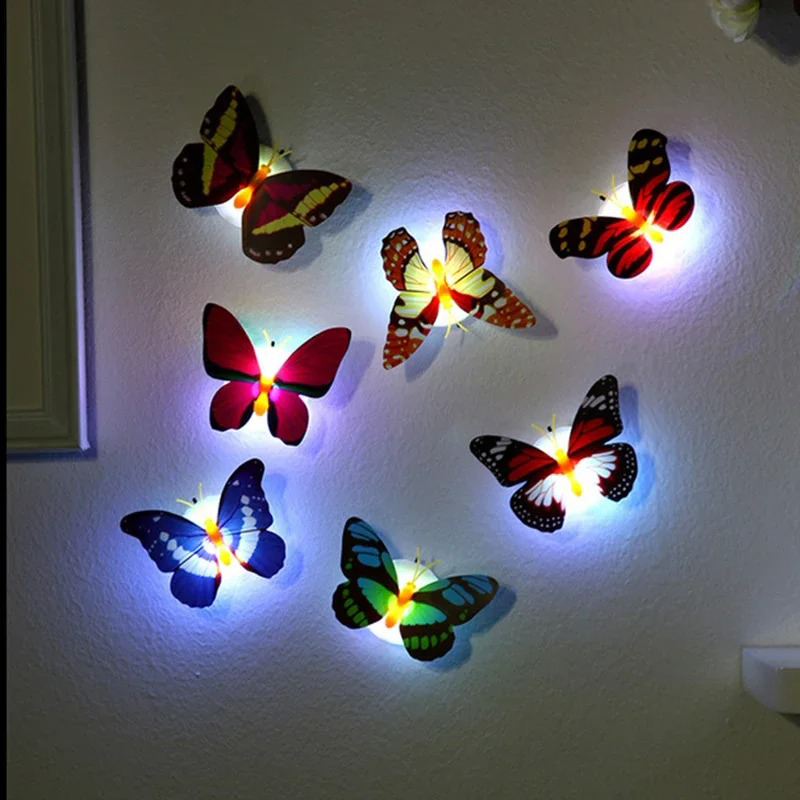 Funny Colorful Glowing Butterfly Light, Ranpo Hot DIY LED Stickable Decorative Wall Light for House, Creative Night Ligh