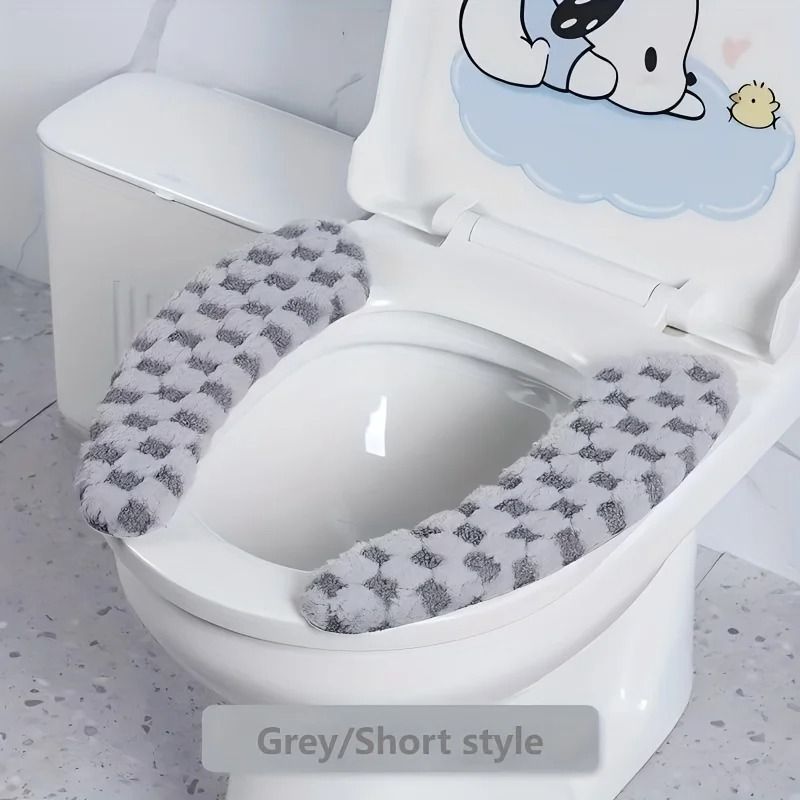 Soft Plush Toilet Seat Cushion Washable Non Slip Toilet Seat Cover