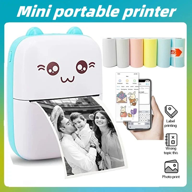 Mini Cat Portable Thermal Printer – Pocket Bluetooth Photo & Label Printer for iOS & Android