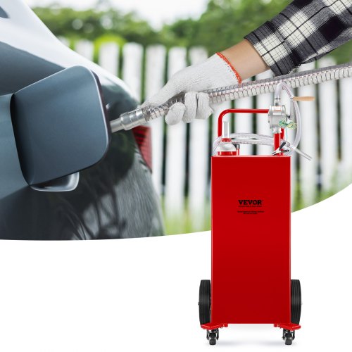 30 Gallon Fuel Caddy, Gas Storage Tank with Manual Transfer Pump & 4 Wheels, Portable Gasoline/Diesel Container for Cars