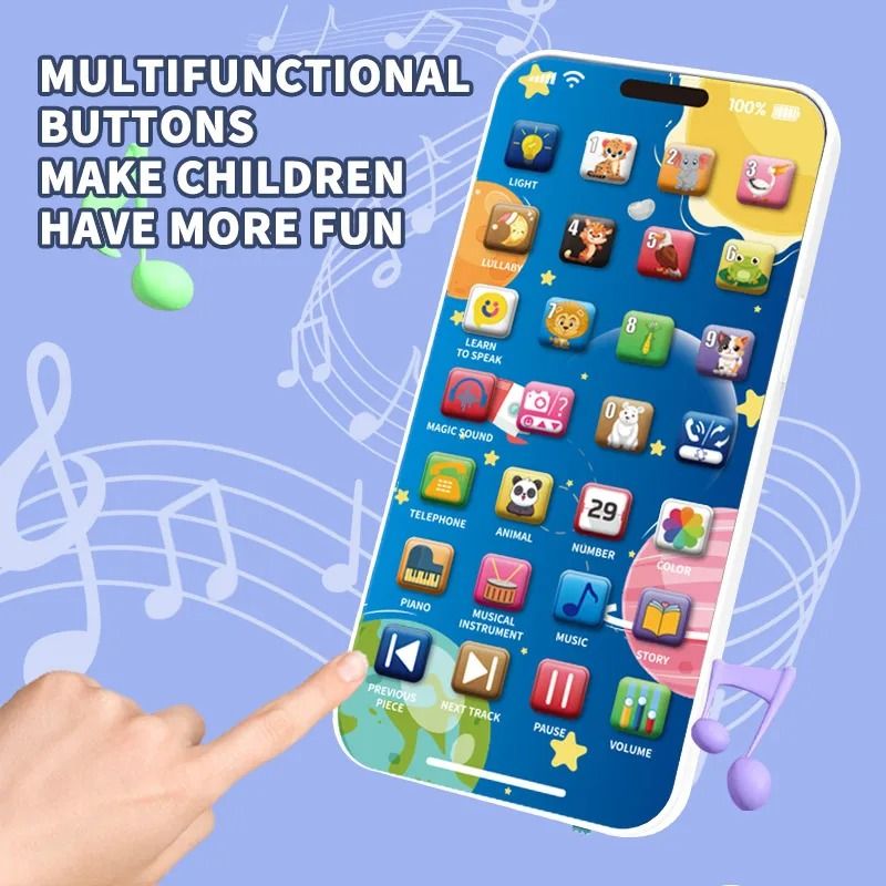 Baby Phone Toy Musical Learning Pretend Mobile with USB Charging