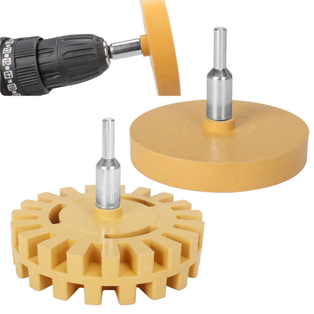 Car Adhesive Remover Rubber Wheel with Power Drill Attachment for Vinyl Decals & Paint Repair