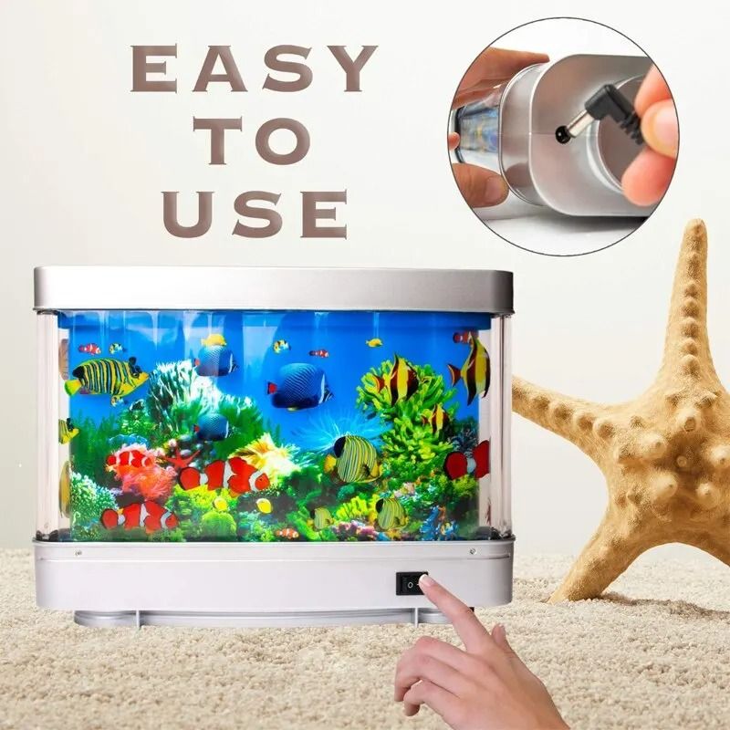 Artificial Fish Tank Night Light with Moving Ocean Display for Kids and Home Decor