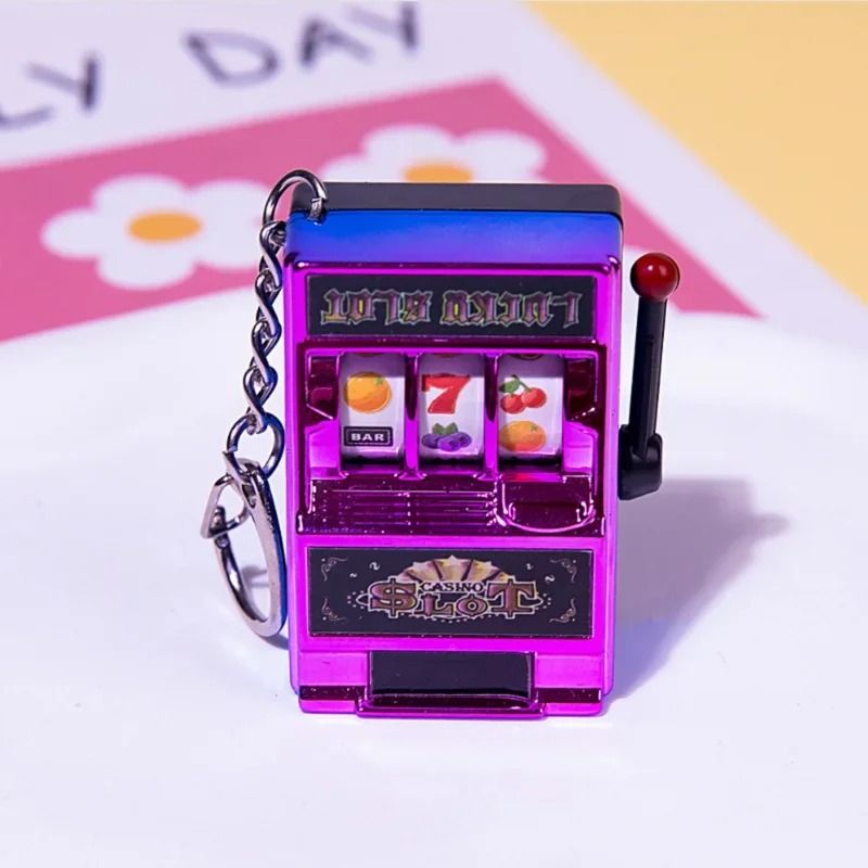 Funny Mini Slot Machine Toy Keychain Fruit Gaming Machine Bag Pendant Charm