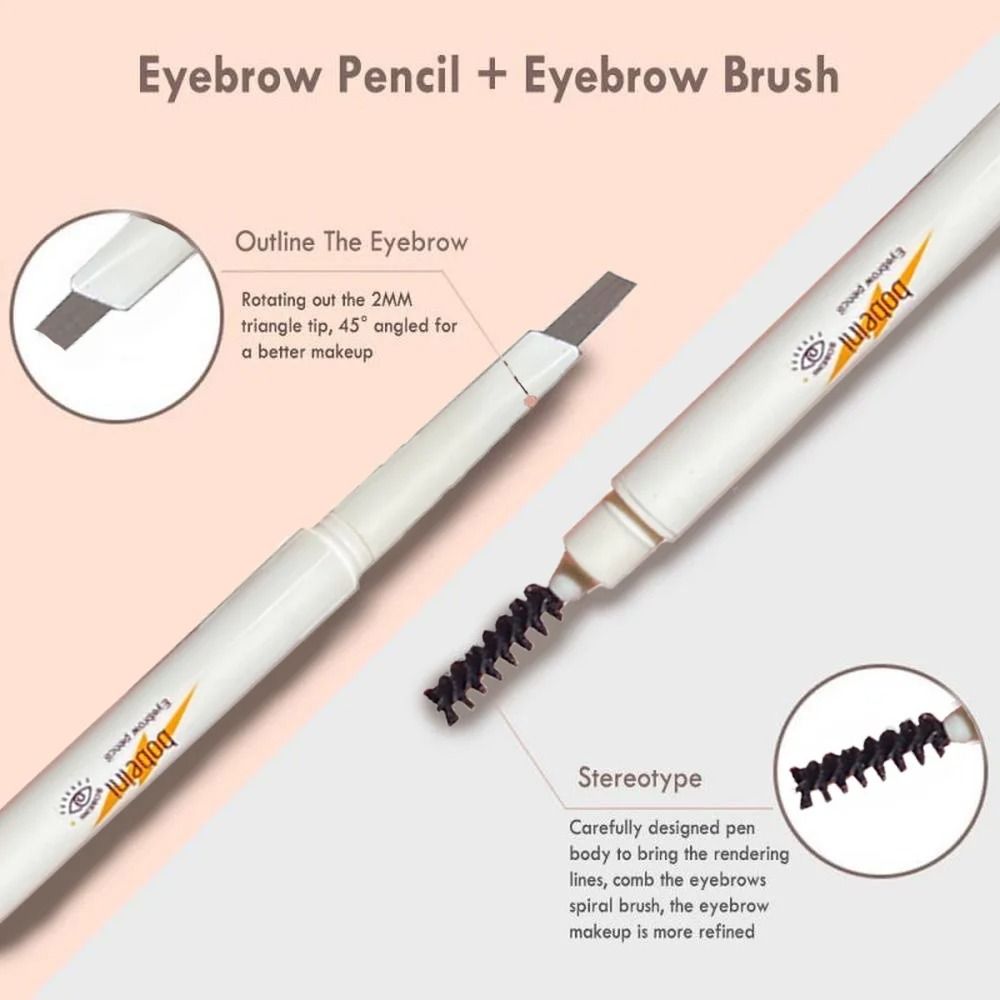 Thin Head Waterproof Double Ended Eyebrow Pencil with Brush