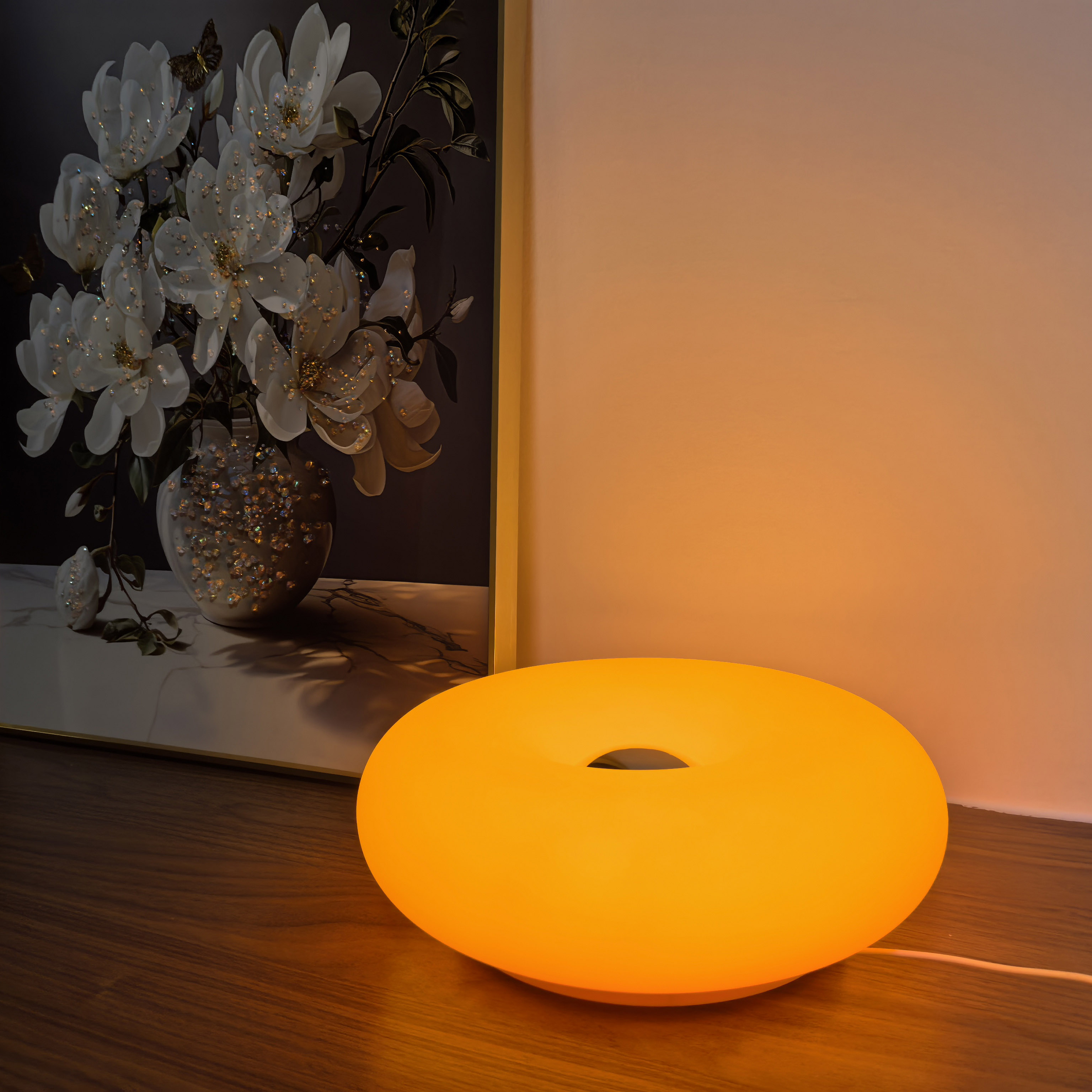 USB Plug Bauhaus Table Lamp, Bedroom Bedside Light, Living Room, Dining Room Donut Ambient Lighting