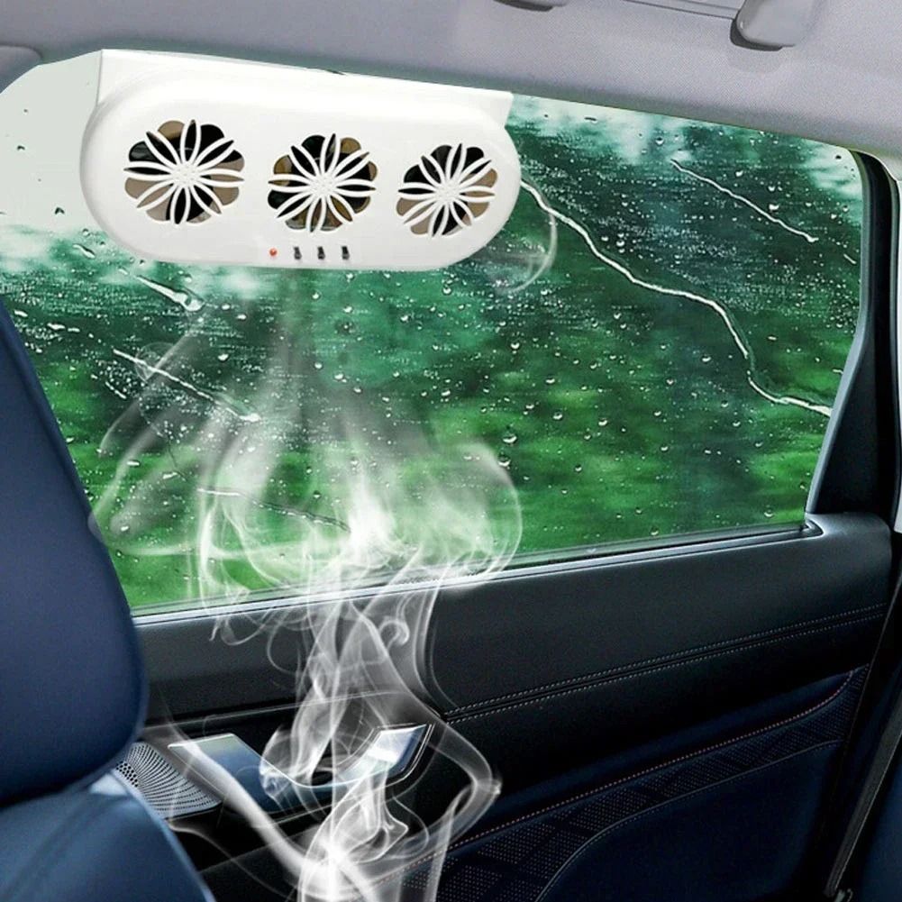 Solar Powered Car Window Exhaust Fan with USB Charging