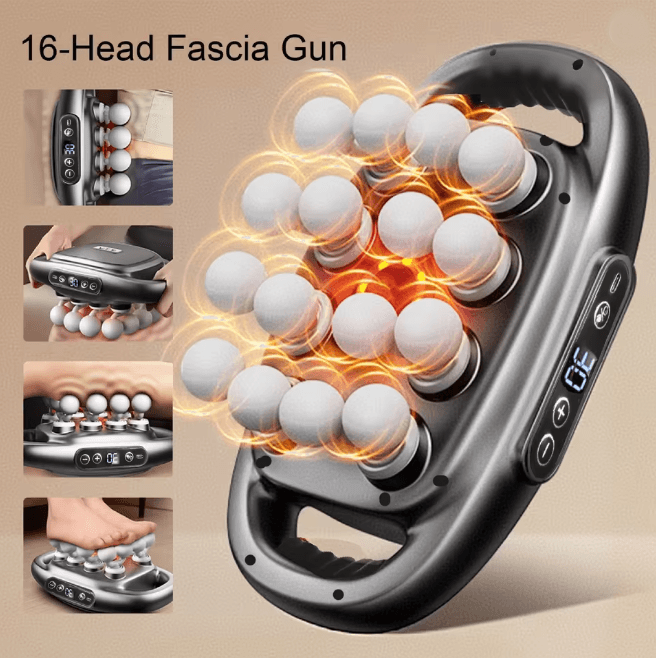 Deep Tissue Massage Gun Electric Muscle Massager with 16 Heads