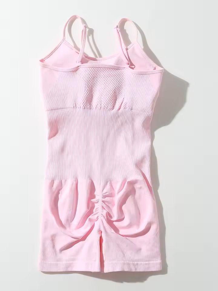 Seamless One-Piece Fitness Bodysuit – Peach Lift Quick-Dry Yoga Wear