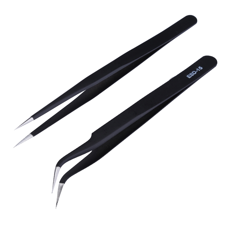 Stainless Steel ESD Tweezer Set, Anti-Static Precision Tweezers Tool Kit for Electronics Repair, Jewelry Making