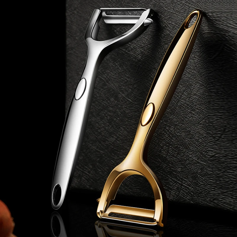 Golden Vegetable Peeler, Potato Carrot Peeler, Stainless Steel Kitchen Tool with Non-Slip Handle
