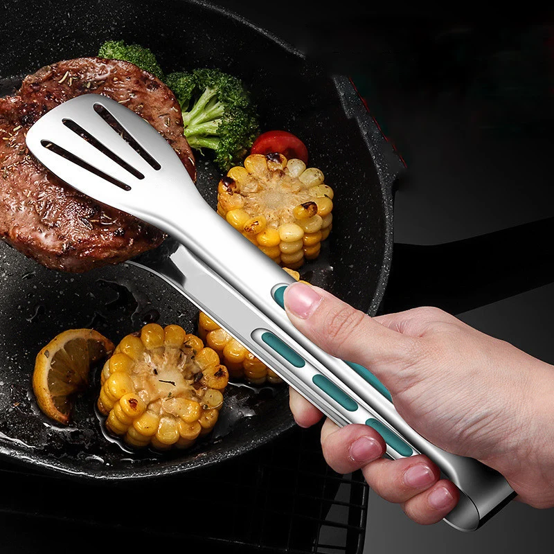 Non-Slip Stainless Steel Food Tongs, Meat Serving Clip, Salad Bread Clamp, Barbecue Grill, Buffet Cooking Tools, Kitchen