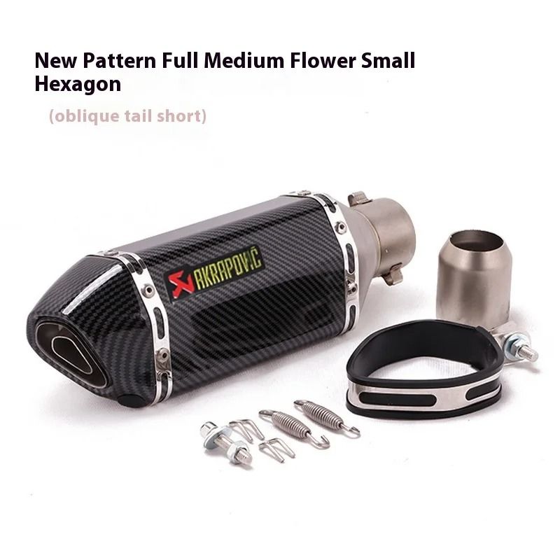 Universal Motorcycle Exhaust Pipe with Hexagonal Tip for Sport and Street Bike Modification