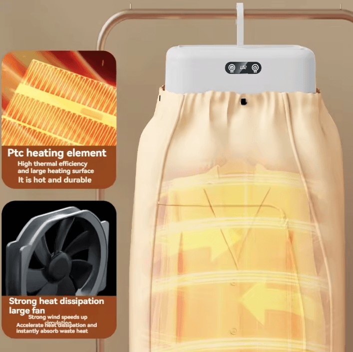 Mini Portable Electric Clothes Dryer Compact Foldable Laundry Dryer with Bag and Timer