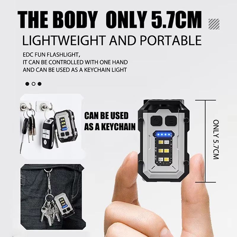 USB Rechargeable Multifunctional COB LED Keychain Flashlight with Magnetic Base