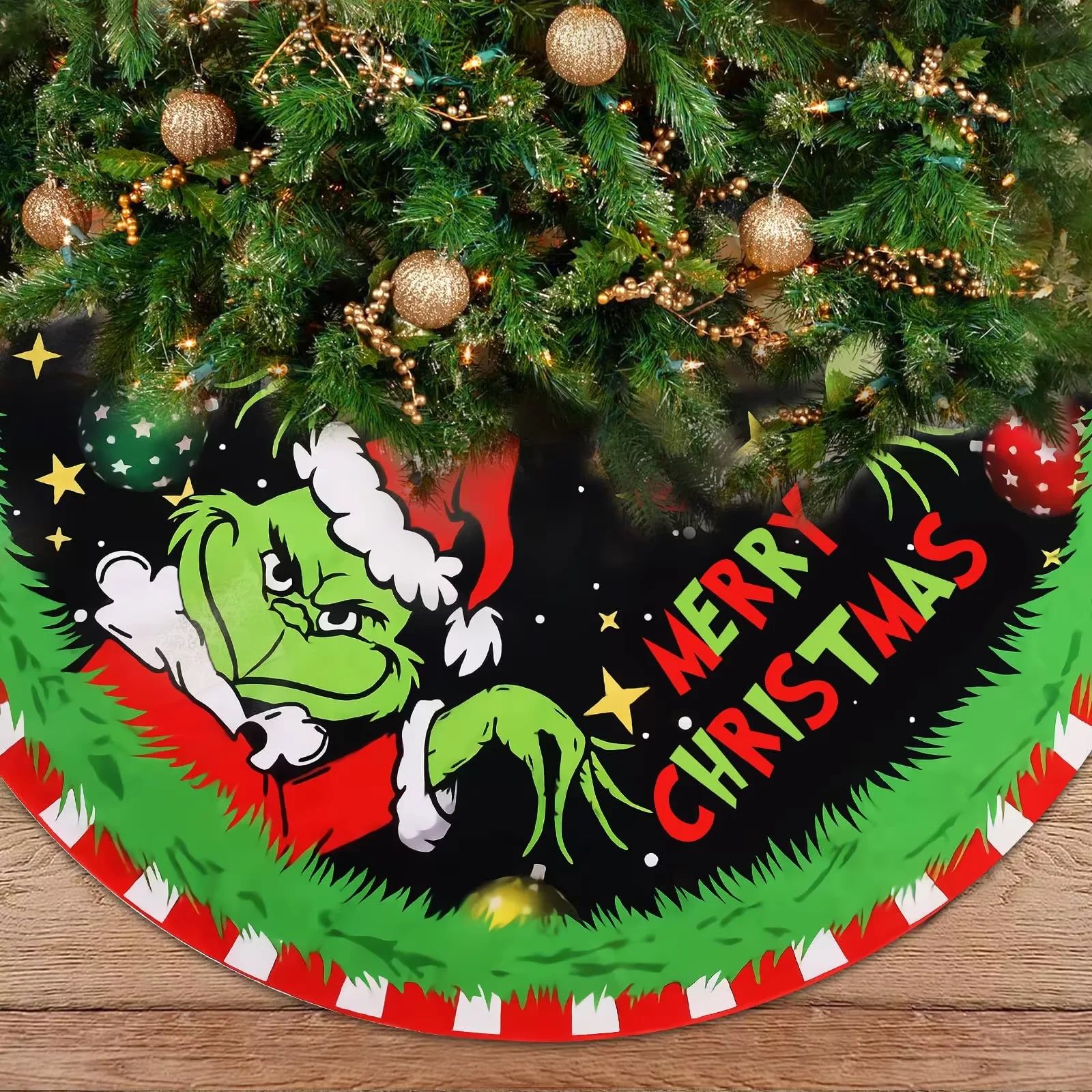 Grinch Inspired Christmas Tree Skirt for Festive Holiday Home Decor
