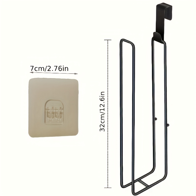Self-Adhesive Toilet Paper Holder with Towel Bar – Black Iron Bathroom Tissue Rack, No-Drill Wall Mount