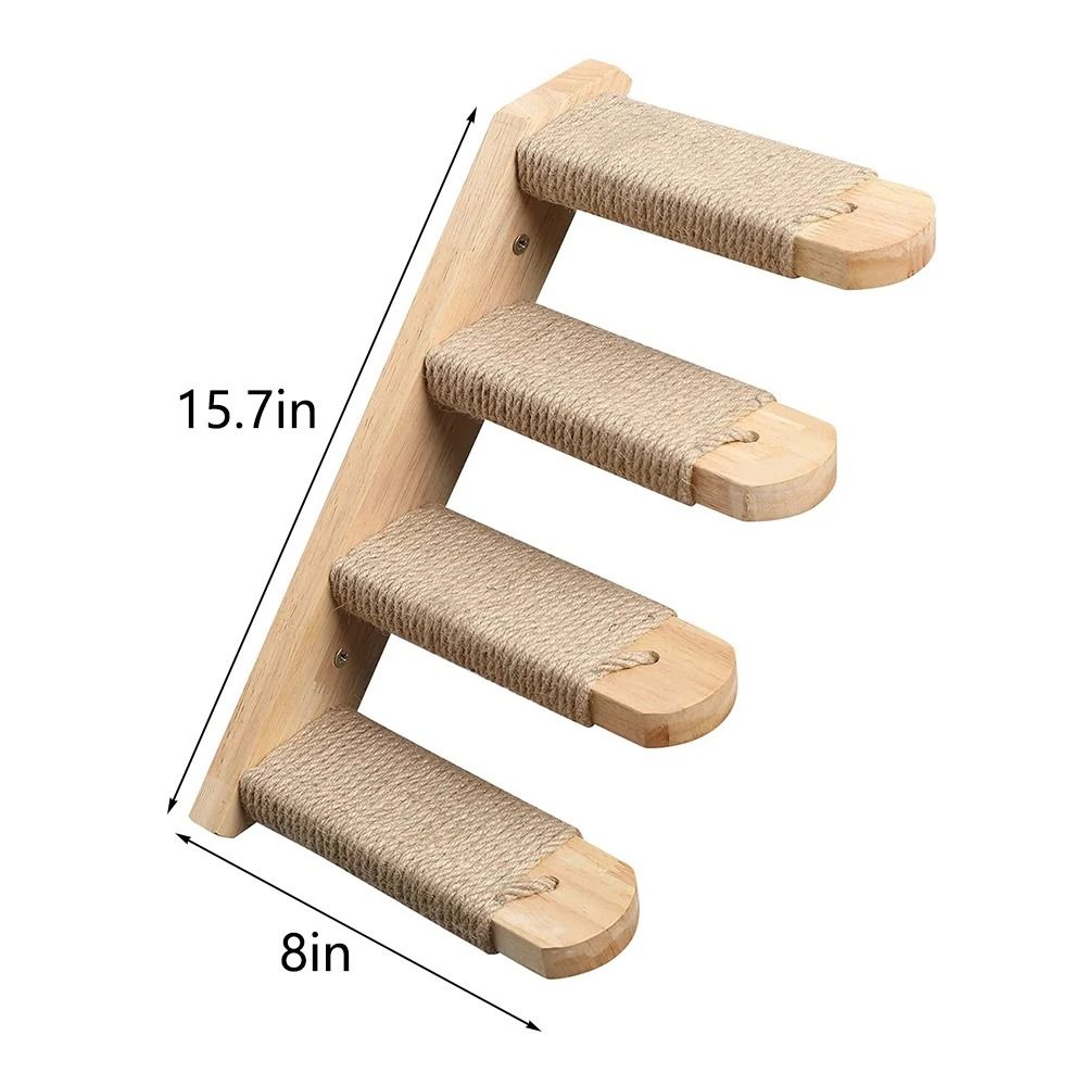 Wall Mounted Cat Climbing Shelf with Sisal Scratching Steps